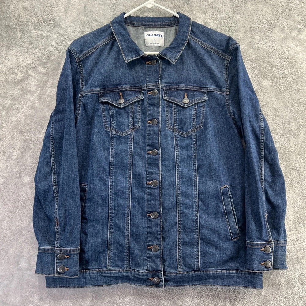 Old Navy Women XS Dark Denim Button Front Jean Jacket Pockets